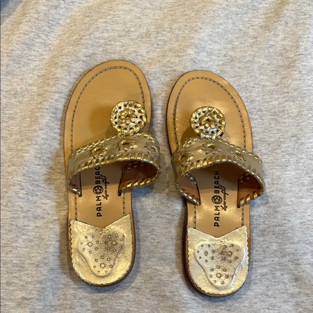Size 8 Palm Beach Sandals Gold and Silver Slip-On Sandals (Nicer Jack Roger’s)